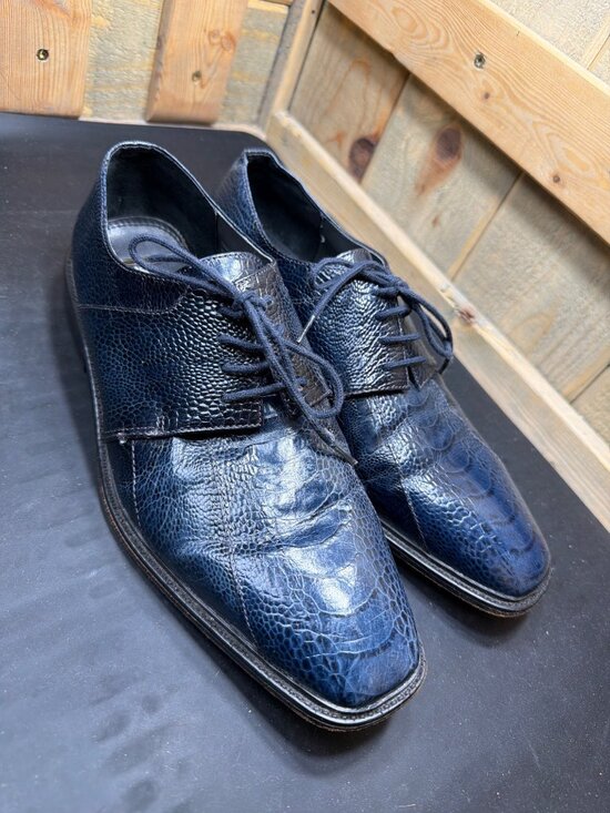 Giorgio Brutini Private Collection Mens 8.5 M Blue Exotic Print Leather Shoes main image 6